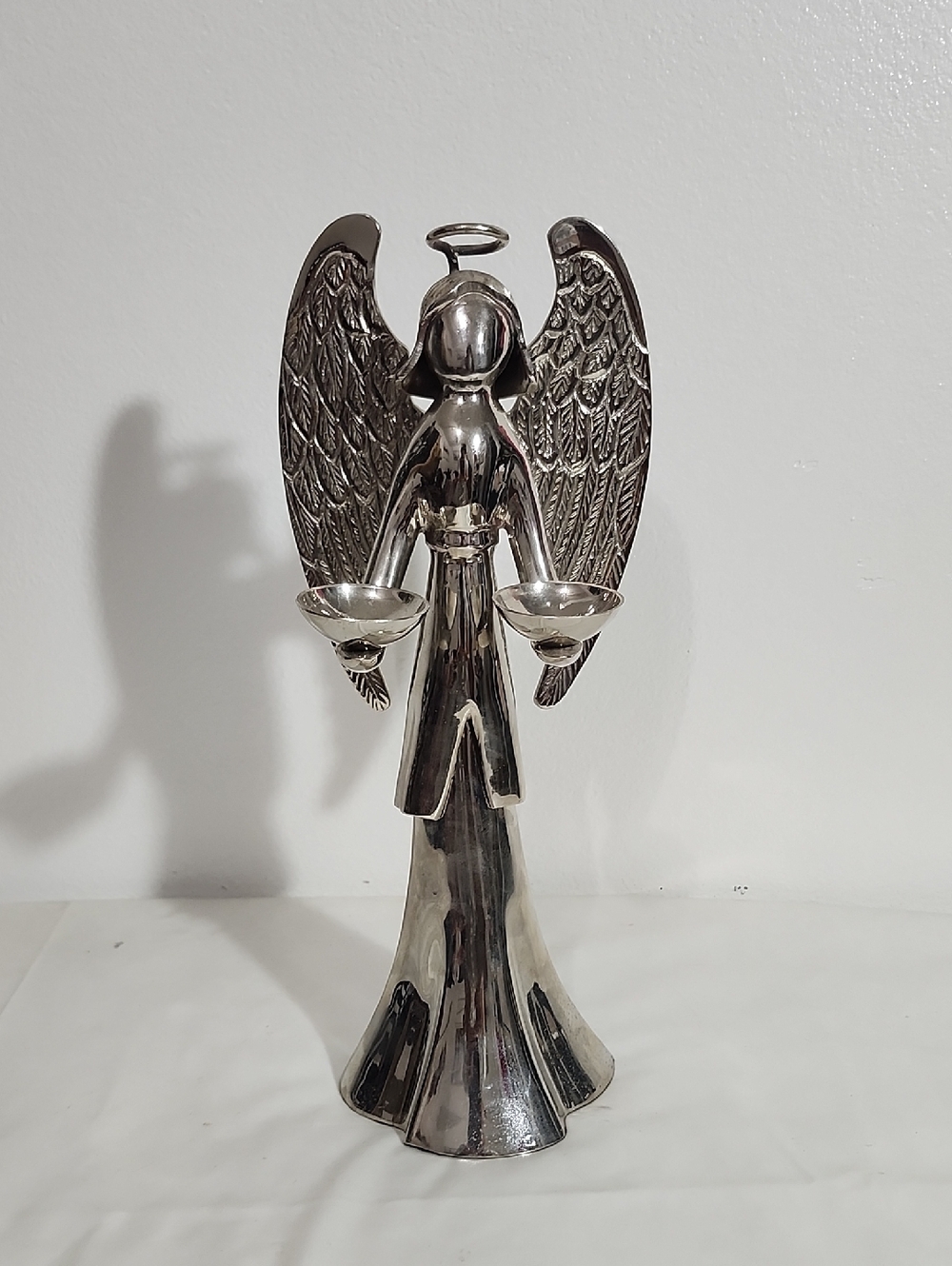 Vintage Brass Silver Angel Candle Holder Figurine Made In India